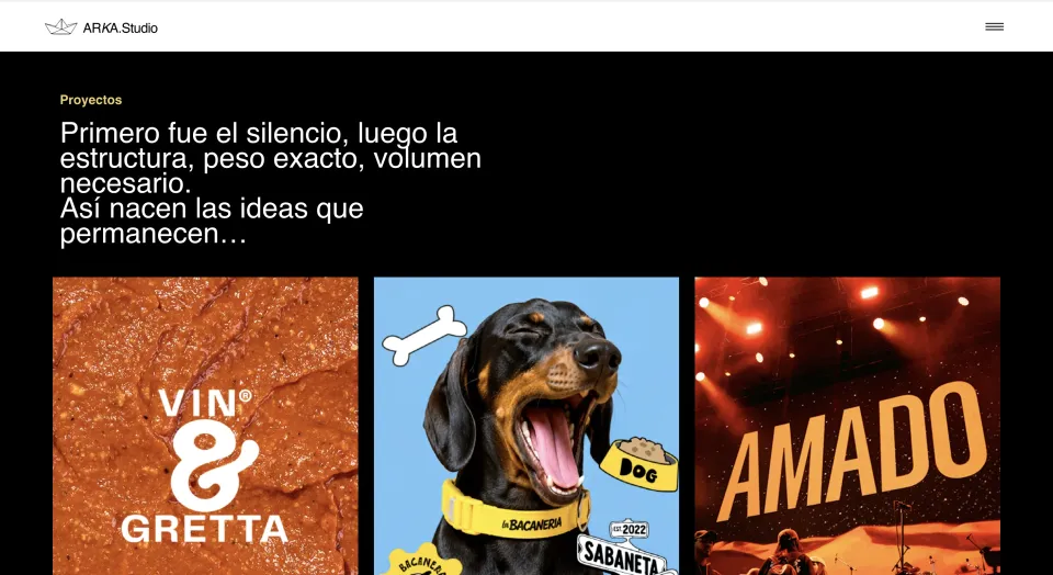 Sitio web de ARKA Studio en escritorio