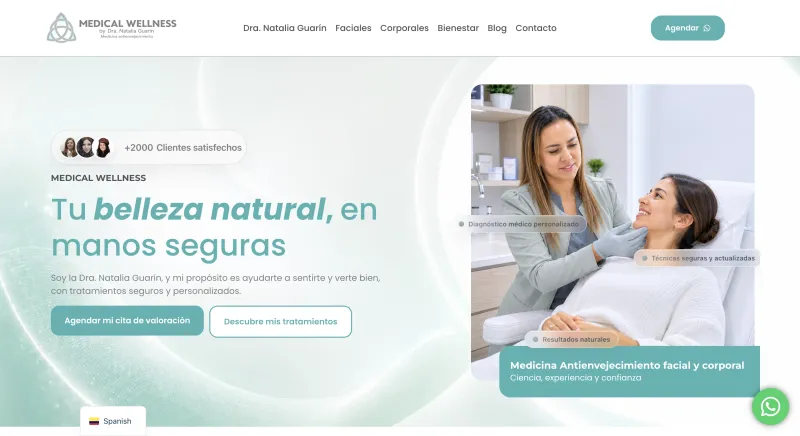 Sitio web de Medical Wellness en tablet